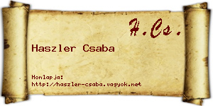 Haszler Csaba névjegykártya